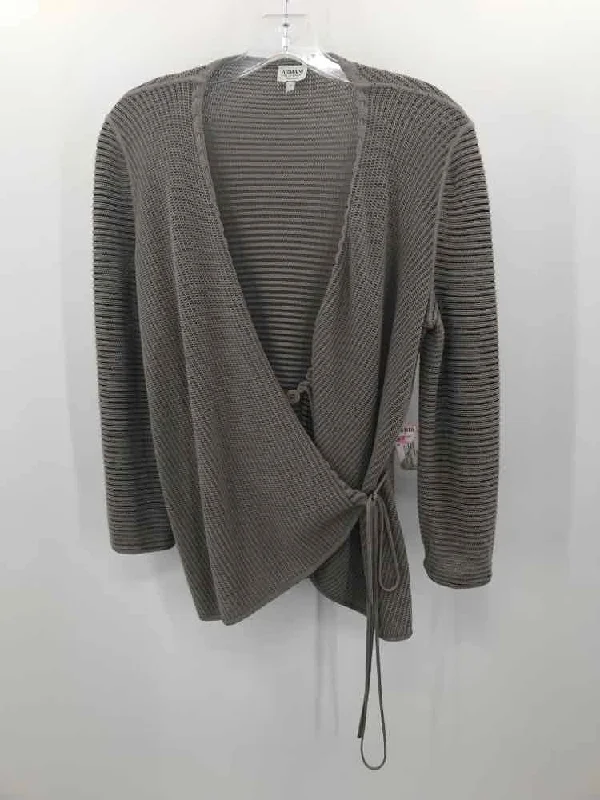 Pre-Owned Armani Collezioni Grey Size 8 Sweater Iron Safe Non-Iron Wrinkle Free