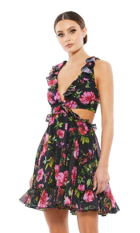 Floral-Print Short Ruffled Party Dress 9155 Tunics Seasonal trendy