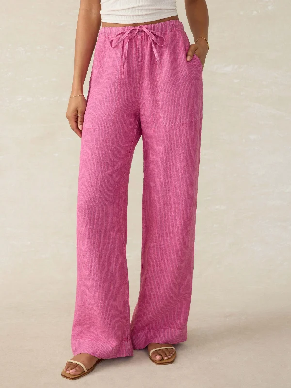 Laidback Linen Pant - Ibis Rose Stripe Cozy Jogger Leggings