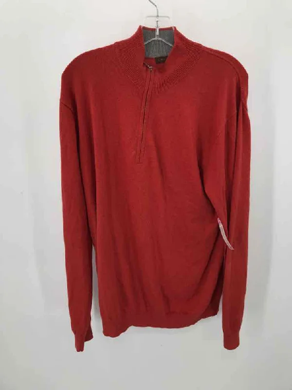 Pre-Owned J. Hilburn Orange Size Medium Men's Sweater Spandex Rayon Corduroy