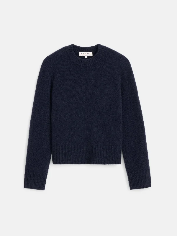 Michelle Crewneck Sweater in Cashmere Satin Fabric Silk Fabric Chiffon Fabric