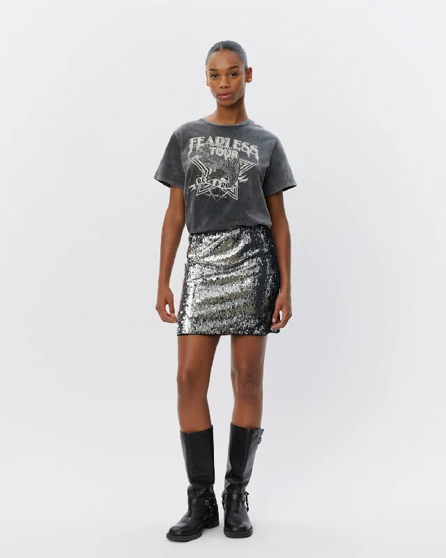 MARGIESW SKIRT - Silver cashmere skirt soft