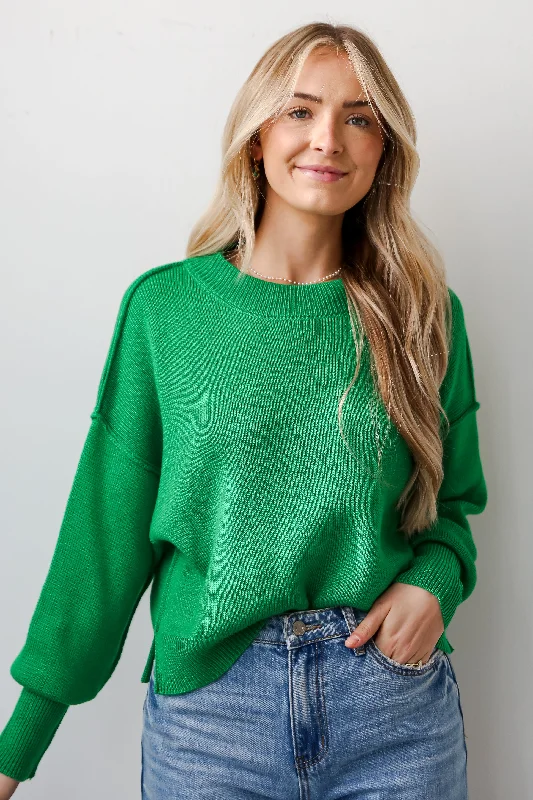 FINAL SALE - Must Be Adored Kelly Green Sweater Zippered Front Buttoned Front Snap Front