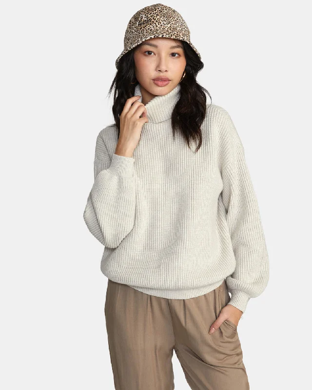 Vineyard Turtleneck Sweater - Oatmeal Heather Soft Cozy Warm