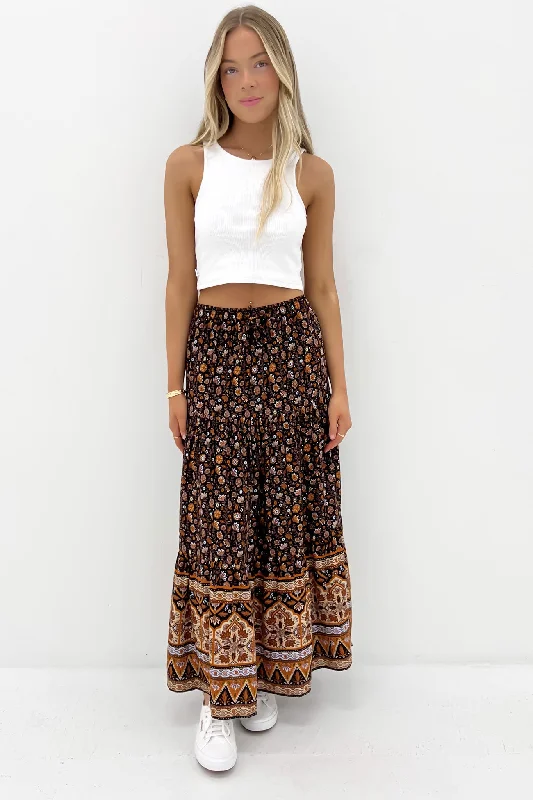 Luna Floral Maxi Skirt Print leather skirt modern
