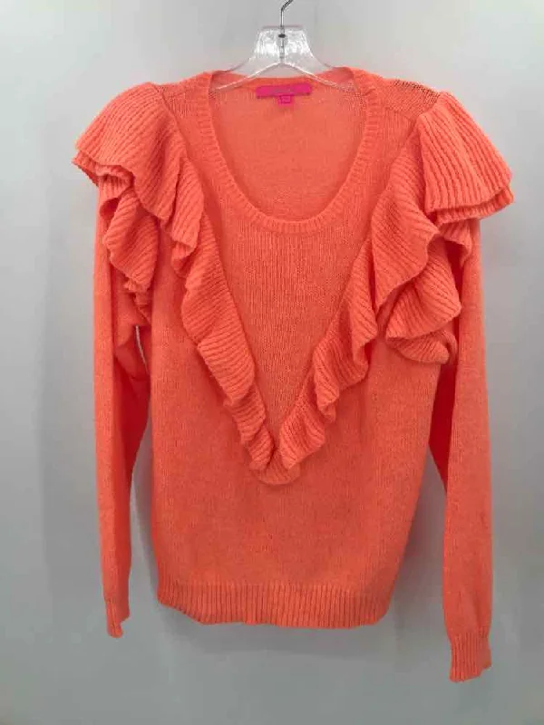Pre-Owned Lilly Pulitzer Orange Size XL Sweater Embroidered Appliqued Beaded