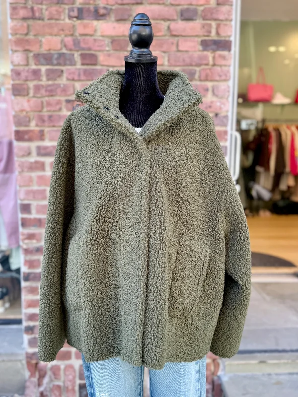 STAND Studio Faux Fur Boucle Jacket / M-EU38 Knit Fabric Woven Fabric Fleece Fabric