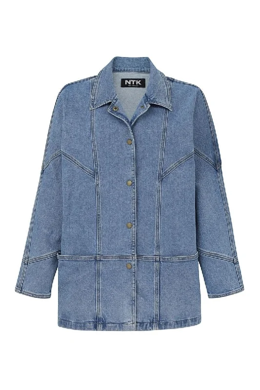 LINDA UNION SQ RELAXED FIT DENIM JACKET Ribbed Jacket Pleated Jacket Ruffled Jacket