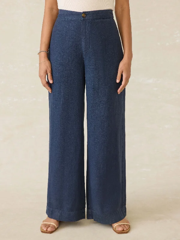Sun Strider Linen Pant - Deep Sea Navy Stylish Slim Trousers