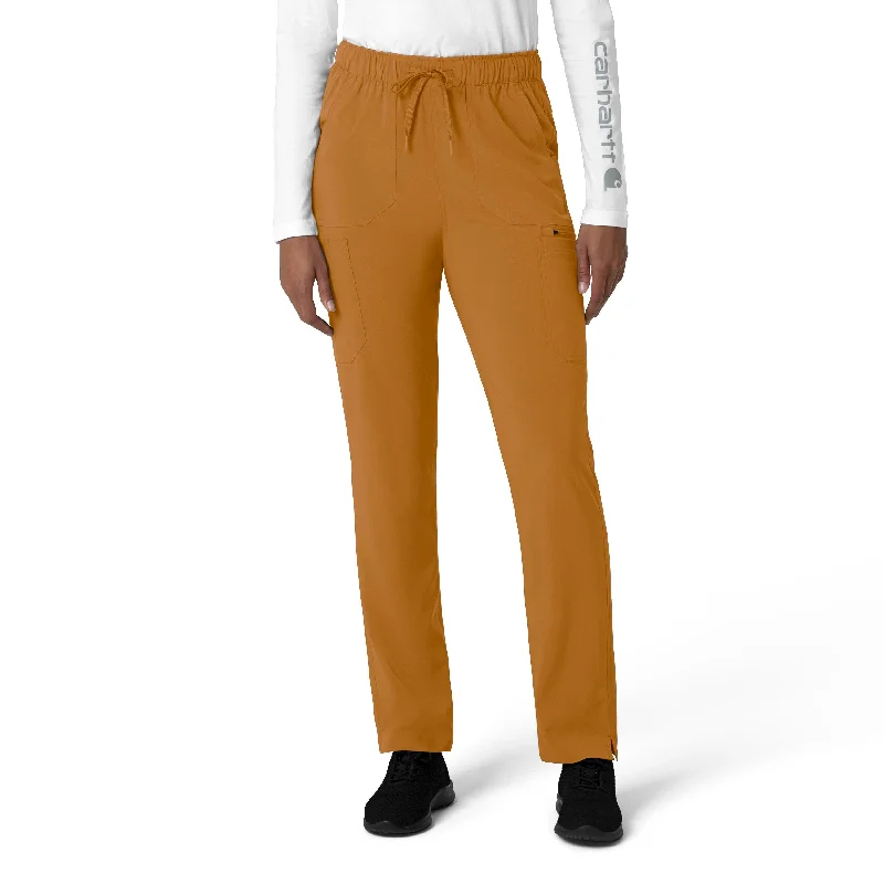 Carhartt Force Cross-Flex Women's Straight Leg Cargo Scrub Pant - Fox Brown Modern Skinny Pants