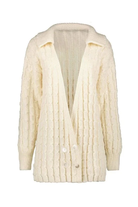 MILK KNITTED DOUBLE-BREASTED JACKET Zippered Front Buttoned Front Snap Front
