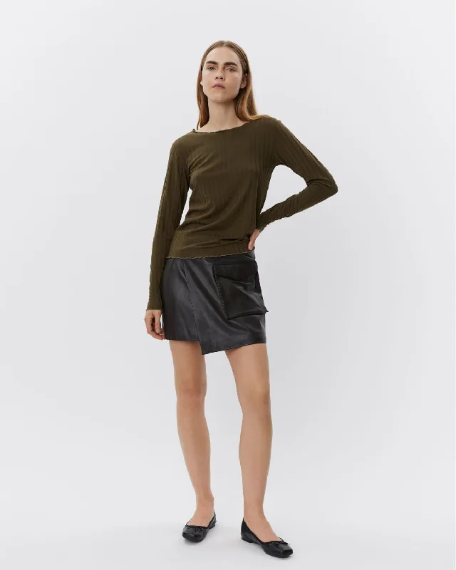 SASIASW SKIRT - Dark Coffee velvet skirt rich
