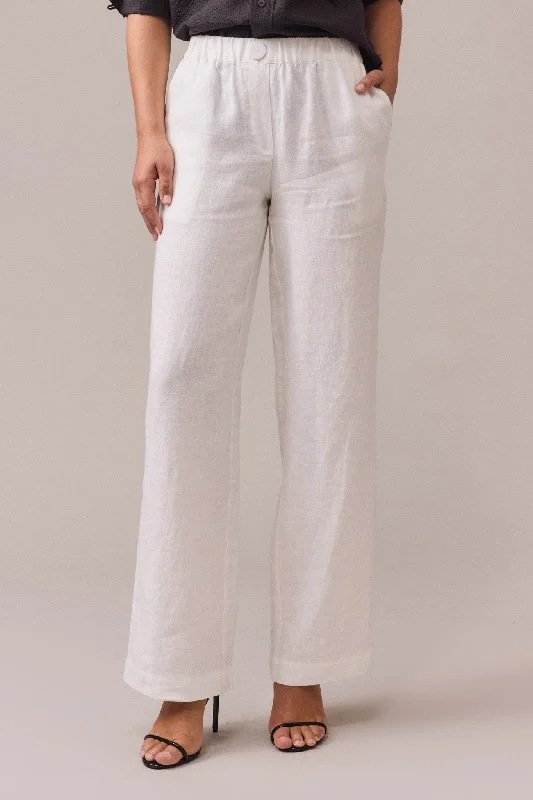 Gaia Linen Wide Leg Pant Sleek Black Pants