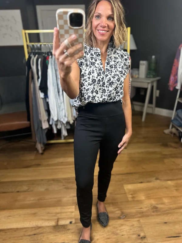 The Jenn Panel Detail Pant - Black Relaxed Casual Leggings