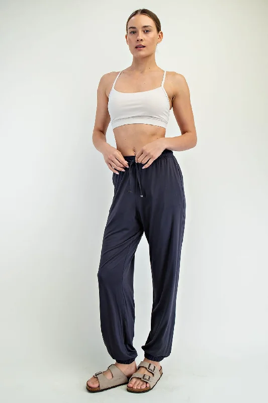 Charcoal Drawstring Jogger Pants Formal Stretch Pants
