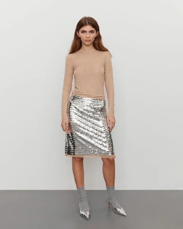 BIRGITTESW SKIRT - Silver chiffon skirt lightweight