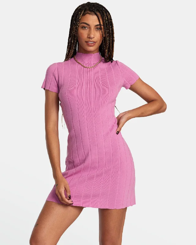Jones Sweater Dress - Meta Pink Striped Floral Plaid