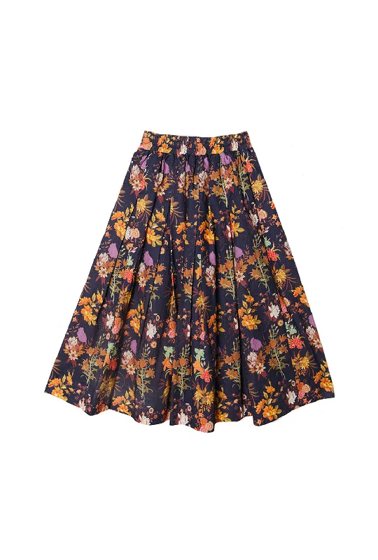 Polly Party Skirt - Navy Botanicals cashmere skirt plush