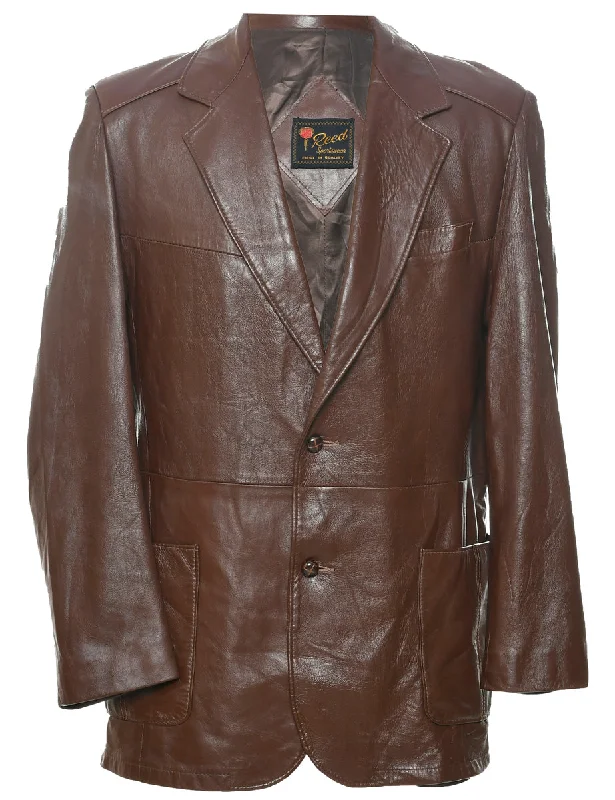 Button Front Leather Jacket - L Cotton Jacket Linen Jacket Terry Jacket
