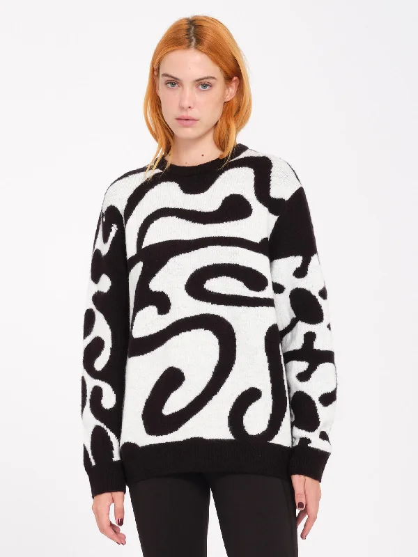 Zephyr Sweater - Black White Mesh Sweater Canvas Denim