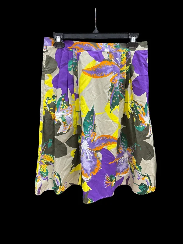 Skirt Designer By Max Mara In Floral Print, Size: 10 cashmere skirt fine