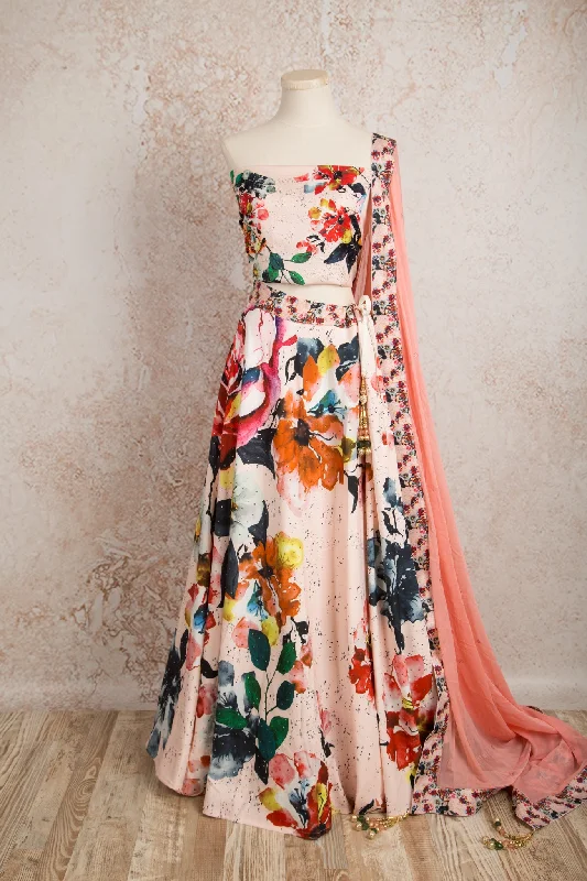 Printed choli & skirt R8_1373 lace skirt elegant