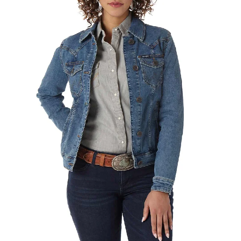Wrangler Women's Classic Fit Jean Jacket Snapped Jacket Toggled Jacket Drawstring Jacket