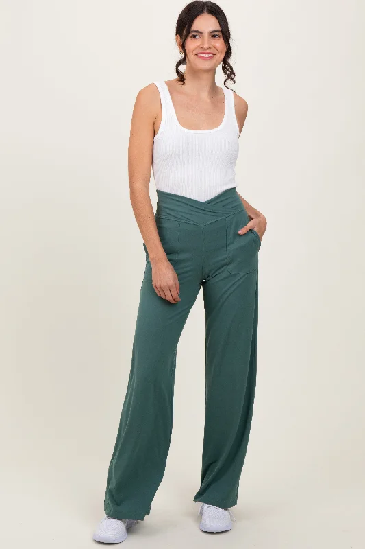 Jade Crossover Waist Active Wide Leg Pant Soft Stretch Trousers