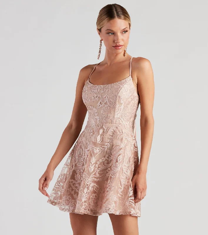 Lucia Metallic Lace Party Dress Tunics Silk luxurious