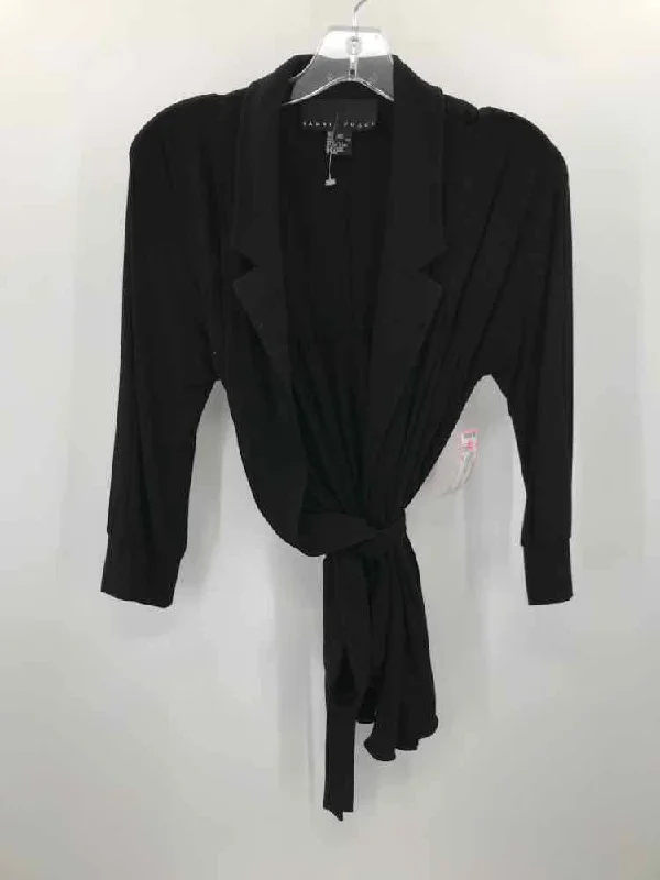 Pre-Owned Yansi Fugel Black Size XS Wrap Sweater Mesh Blend Leather Blend Suede Blend