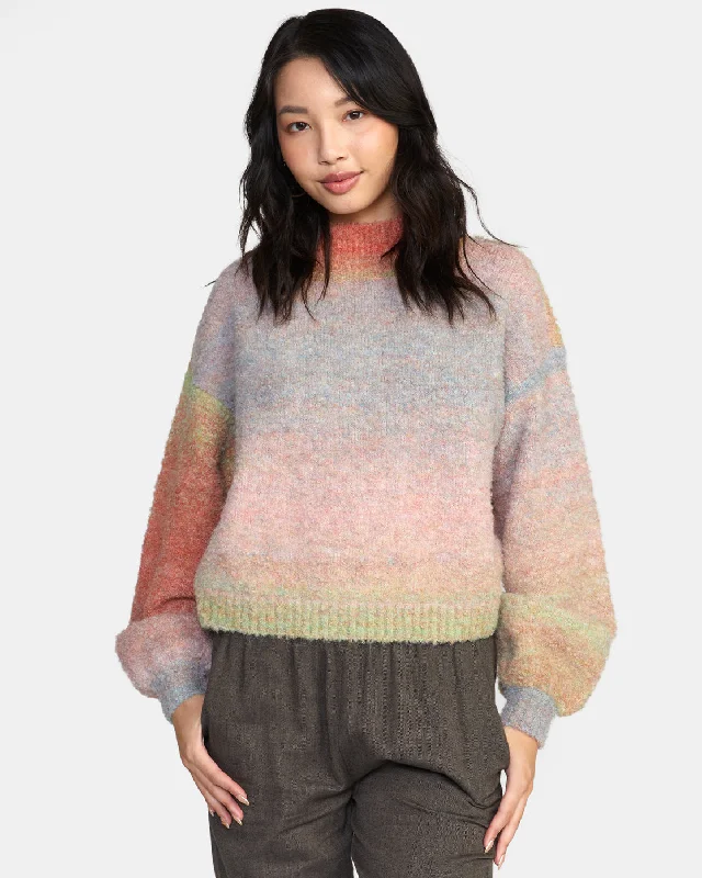 Dream Cycle Turtleneck Sweater - Apricot Sequined Glittery Shiny