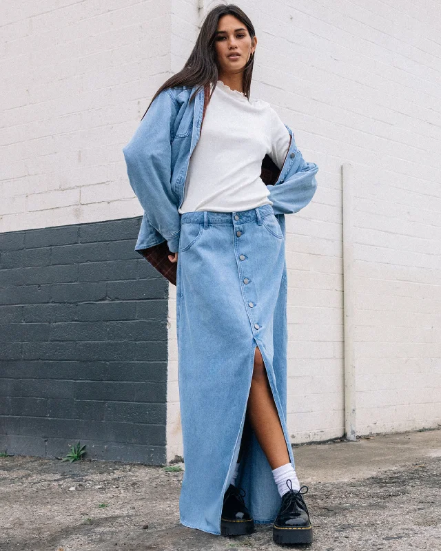 Chill Trap Skirt - China Blue belted skirt waist