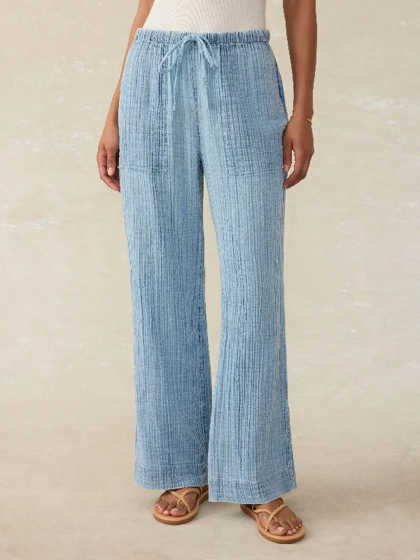 Laidback Gauze Pant - Light Indigo Wash Comfy Cargo Trousers