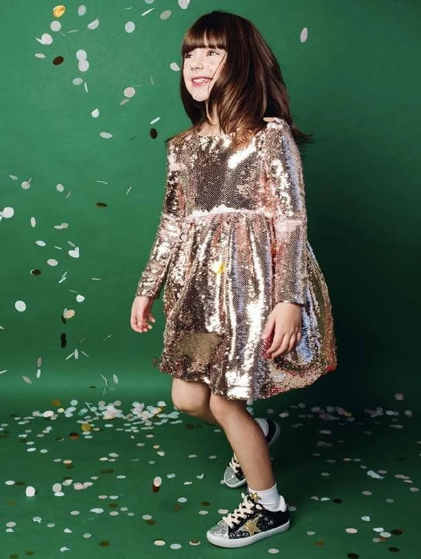 Rose Gold Sequin Flip Party Dress Tunics Top rated