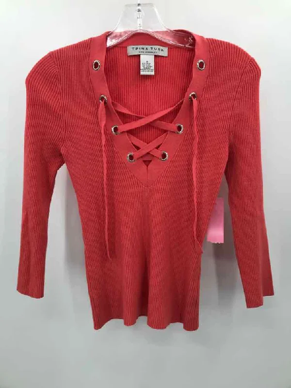 Pre-Owned Trina Turk Orange Size Small Sweater Bright Pastel Dark