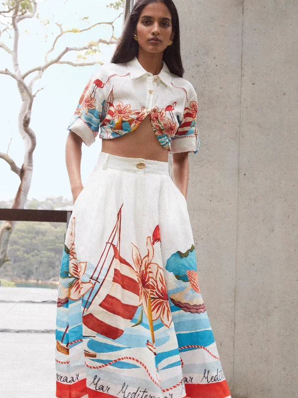 SAIL BOAT MIDI SKIRT denim skirt classic