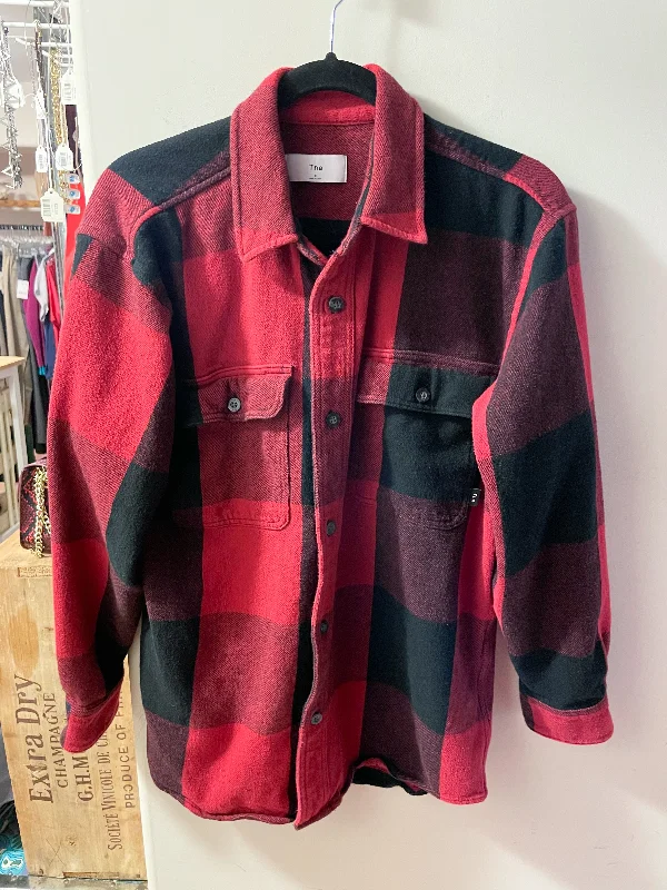 TNA Red Checker Plaid Cotton Shirt Jacket - S/M/L Wool Fabric Cashmere Fabric Tweed Fabric TNA Red Checker Plaid Cotton Shirt Jacket - S/M/L Wool Fabric Cashmere Fabric Tweed Fabric