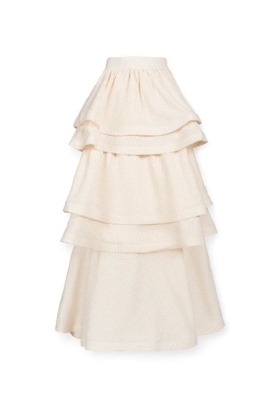Teagan Tiered Skirt - Ivory wrap skirt elegant