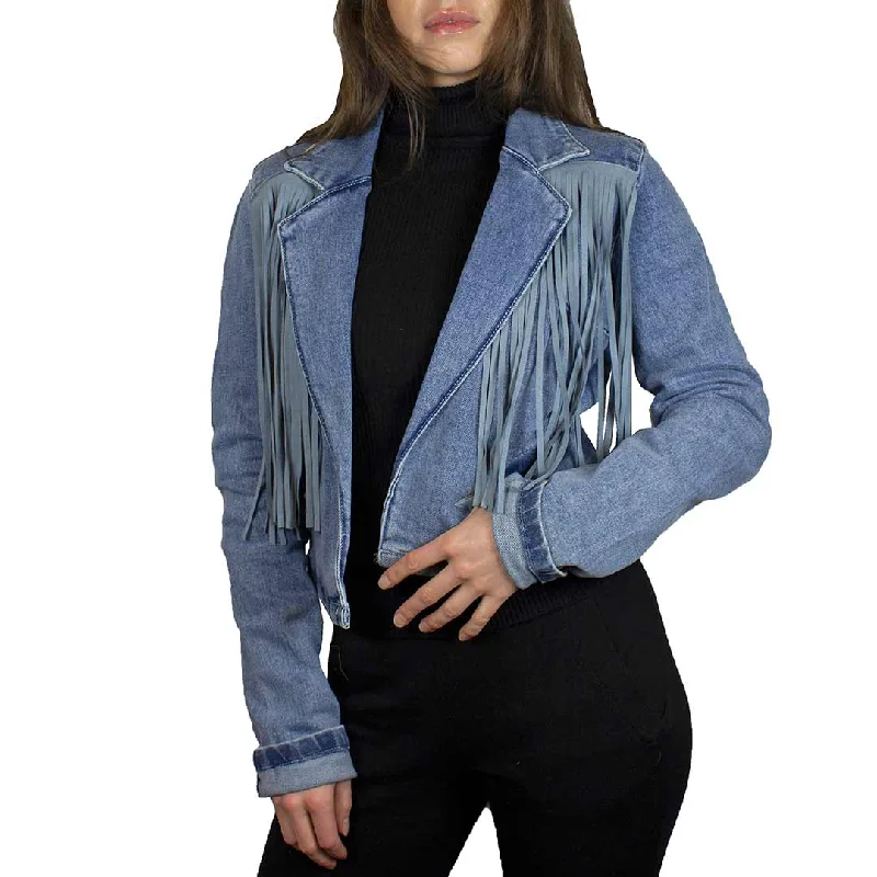 Rock & Roll Denim Women's Fringe Jean Jacket Lace Jacket Ribbed Jacket Sequined Jacket Rock & Roll Denim Women's Fringe Jean Jacket Lace Jacket Ribbed Jacket Sequined Jacket