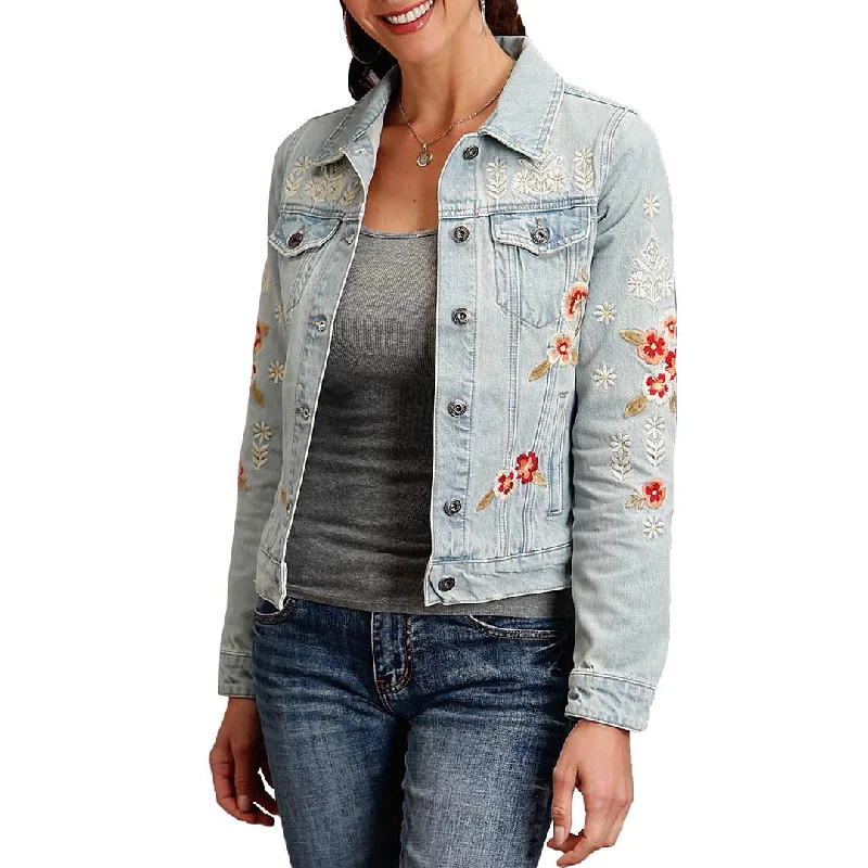 Stetson Women's Floral Embroidered Jean Jacket Nylon Jacket Polyester Jacket Spandex Jacket Stetson Women's Floral Embroidered Jean Jacket Nylon Jacket Polyester Jacket Spandex Jacket