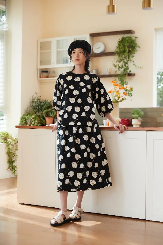 100% Cotton Soccer Material Floral Print Skirt chiffon skirt airy
