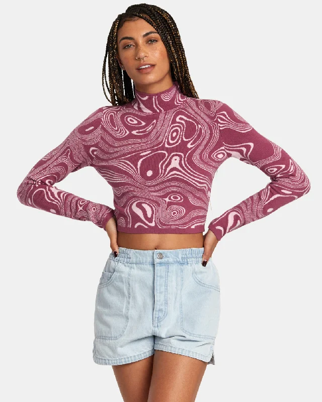 Après Sweater Long Sleeve Crop Top - Mulberry Bright Pastel Dark
