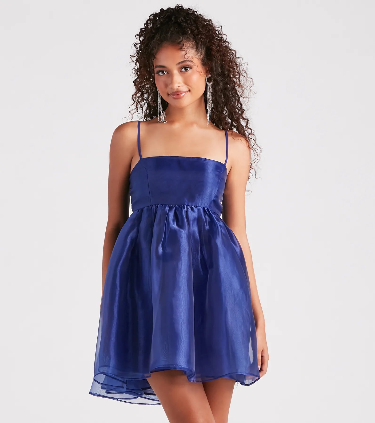 Harlow Square Neck Babydoll Party Dress Tunics Plaid country