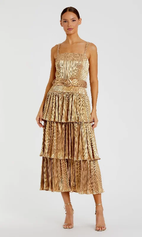 Mac Duggal Tea-Length Metallic Party Dress 27062 Tunics Denim casual