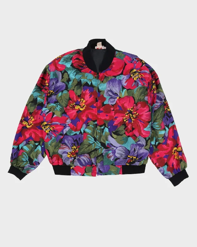 Y2K Floral Coach Style Jacket - L Bomber Jacket Anorak Windbreaker