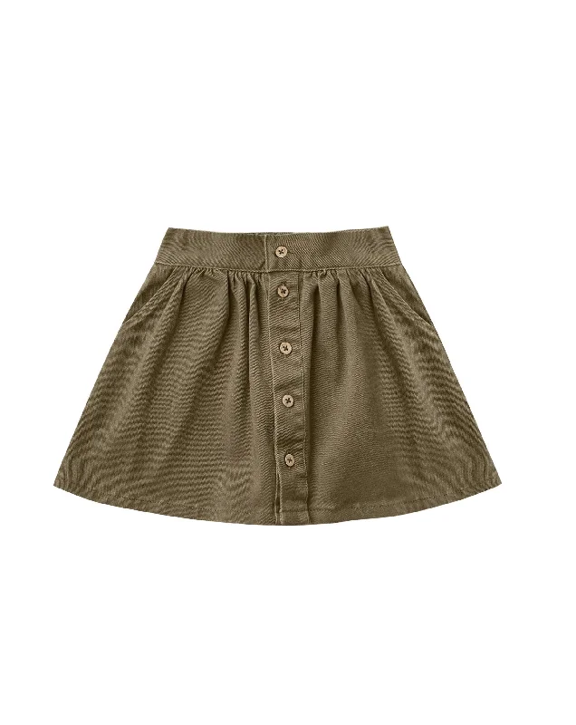 The Button Front Skirt by Rylee & Cru - Olive - KIDS leather skirt bold