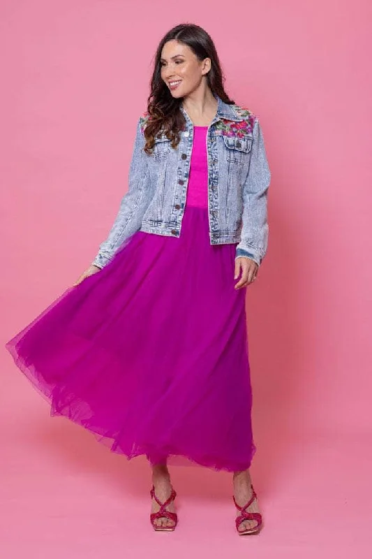 Tessa Mesh Maxi Skirt Magenta lace skirt romantic