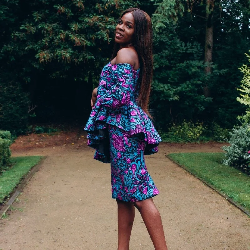 Adedeji African Print Skirt Set ruffled skirt detail