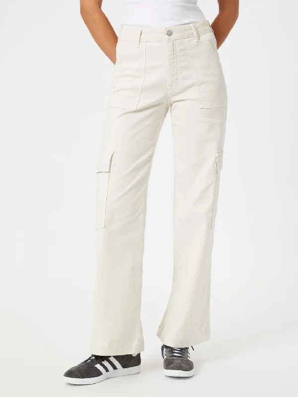 Alva Cargo Pant - Off White Luxe Twill Relaxed Fit Trousers