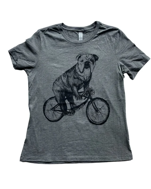 Bulldog on A Bicycle Women's Shirt-- Houndstooth Herringbone Solid